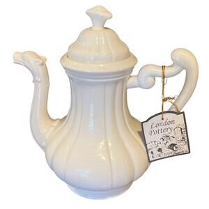 London Pottery Camel Cream Color  Tea Pot New With Tags 10” Tall 9” Wide